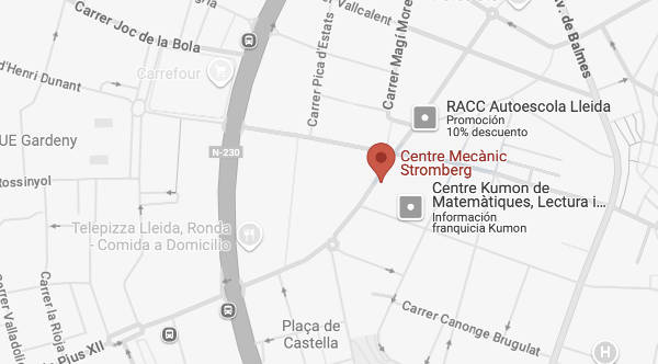 mapa localització Taller mecànic a Lleida Stromberg